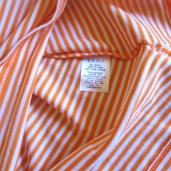 RENWICK Pima Cotton Golf Polo Shirt LARGE Short Sleeve Orange White Stripe $90 - Picture 5 of 5